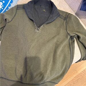 Tommy Bahamas reversible Olive Green Quarter-Zip Sweater
